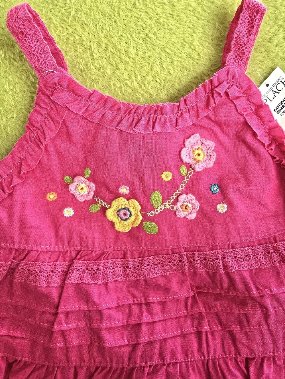 NWT  3-6M  Baby Girls - 2P SUNDRESS Bright Hot Pink Floral Ruffle + Panties (Q5)